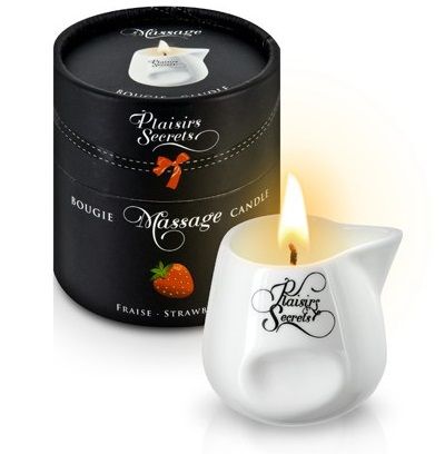 Массажная свеча с ароматом клубники Bougie de Massage Gourmande Fraise - 80 мл. - Plaisir Secret - купить с доставкой в Находке