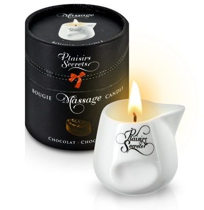 Массажная свеча с ароматом шоколада Bougie de Massage Gourmande Chocolat - 80 мл. - Plaisir Secret - купить с доставкой в Находке