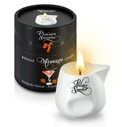 Массажная свеча с ароматом клубничного дайкири Bougie de Massage Daikiri Fraise - 80 мл. - Plaisir Secret - купить с доставкой в Находке