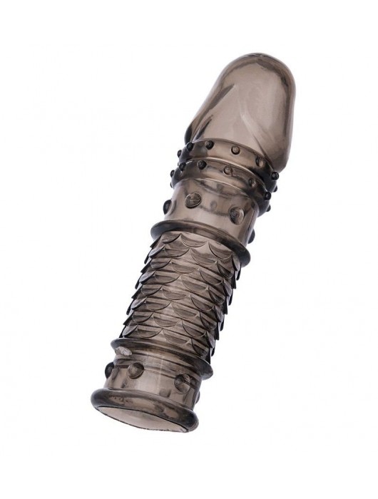 Дымчатая закрытая насадка ToyFa XLover с чешуйками и пупырышками - 13,5 см. - ToyFa - в Находке купить с доставкой