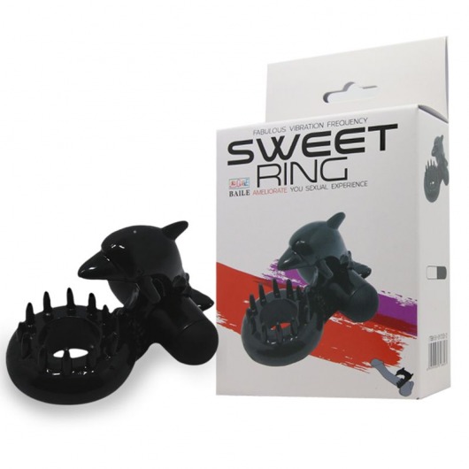 Чёрное эрекционное виброкольцо Sweet Ring с дельфинчиком - Baile - в Находке купить с доставкой