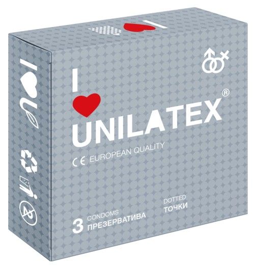 Презервативы с точками Unilatex Dotted - 3 шт. - Unilatex - купить с доставкой в Находке