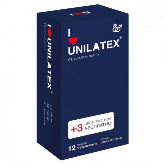 Ультрапрочные презервативы Unilatex Extra Strong - 12 шт. + 3 шт. в подарок - Unilatex - купить с доставкой в Находке