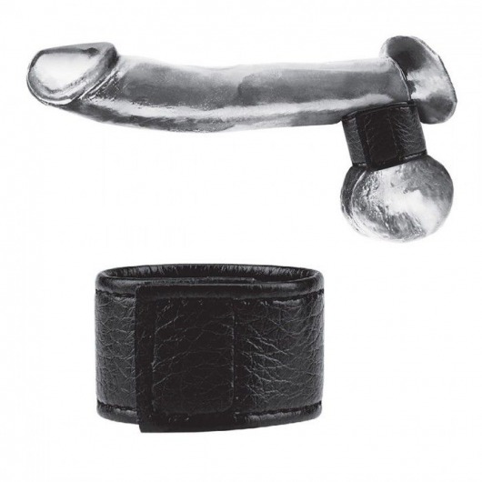 Чёрная утяжка на мошонку 1  Velcro Ball Stretcher - BlueLine - купить с доставкой в Находке