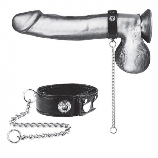 Утяжка на пенис с поводком Snap Cock Ring With 12  Leash - BlueLine - купить с доставкой в Находке