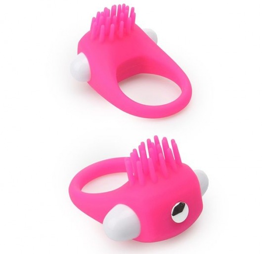 Розовое эрекционное кольцо с щеточкой LIT-UP SILICONE STIMU RING 5 - Dream Toys - в Находке купить с доставкой