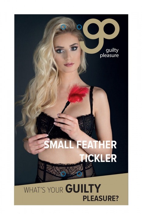 Пластиковая метелочка с красными пёрышками Small Feather Tickler - 32 см. - Blush Novelties - купить с доставкой в Находке