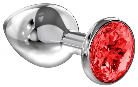 Большая серебристая анальная пробка Diamond Red Sparkle Large с красным кристаллом - 8 см. - Lola Games - купить с доставкой в Находке