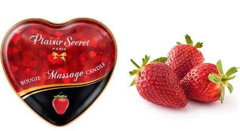 Массажная свеча с ароматом клубники Bougie Massage Candle - 35 мл. - Plaisir Secret - купить с доставкой в Находке