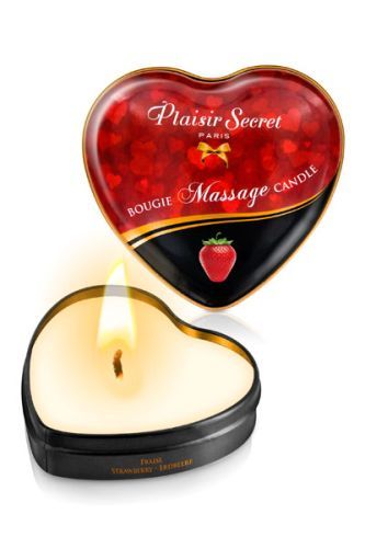 Массажная свеча с ароматом клубники Bougie Massage Candle - 35 мл. - Plaisir Secret - купить с доставкой в Находке