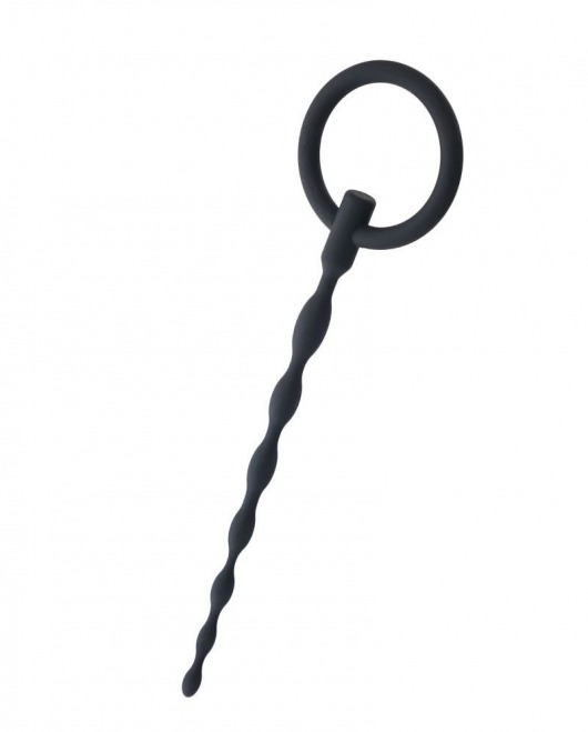 Чёрный уретральный плаг с кольцом - ToyFa - купить с доставкой в Находке