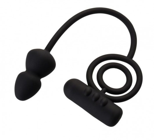 Чёрное эрекционное кольцо с вибропулькой и анальным хвостом - Erotist Adult Toys - в Находке купить с доставкой