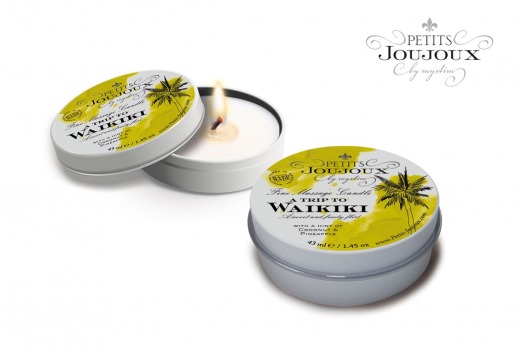 Массажная свеча Petits Joujoux Waikiki Beach с ароматом кокоса и ананаса - 33 гр. - MyStim - купить с доставкой в Находке