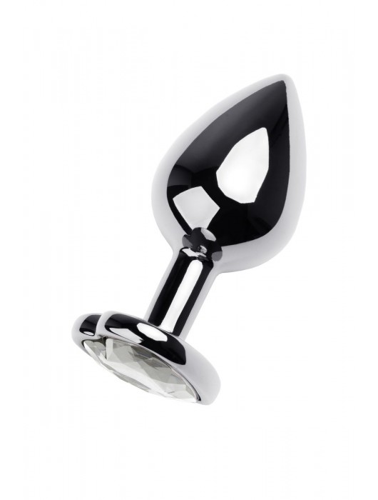 Серебристая анальная пробка с прозрачным кристаллом-сердцем - 8 см. - ToyFa - купить с доставкой в Находке