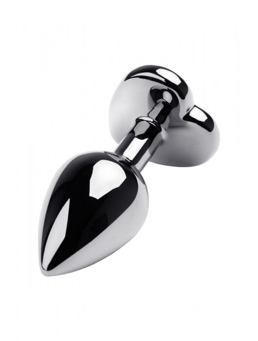 Серебристая анальная пробка с прозрачным кристаллом-сердцем - 8 см. - ToyFa - купить с доставкой в Находке