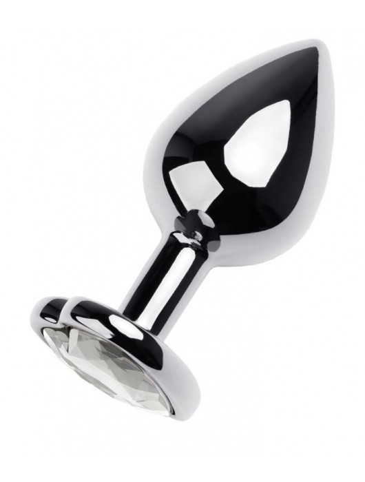 Серебристая анальная пробка с прозрачным кристаллом-сердцем - 8 см. - ToyFa - купить с доставкой в Находке