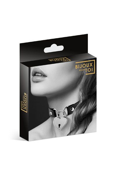 Черный чокер с замком в форме сердца - Bijoux Pour Toi - купить с доставкой в Находке