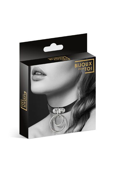 Черный чокер с двумя кольцами - Bijoux Pour Toi - купить с доставкой в Находке