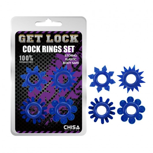 Набор из 4 синих колец Get Lock - Chisa - в Находке купить с доставкой