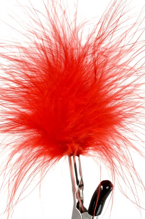 Зажимы для сосков с красным пухом Theatre - ToyFa - купить с доставкой в Находке