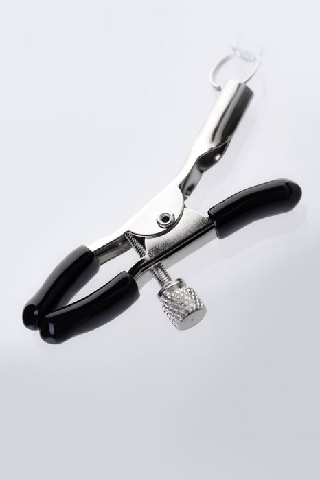 Серебристо-чёрные зажимы для сосков с кольцом для пениса TOYFA Metal - ToyFa - купить с доставкой в Находке