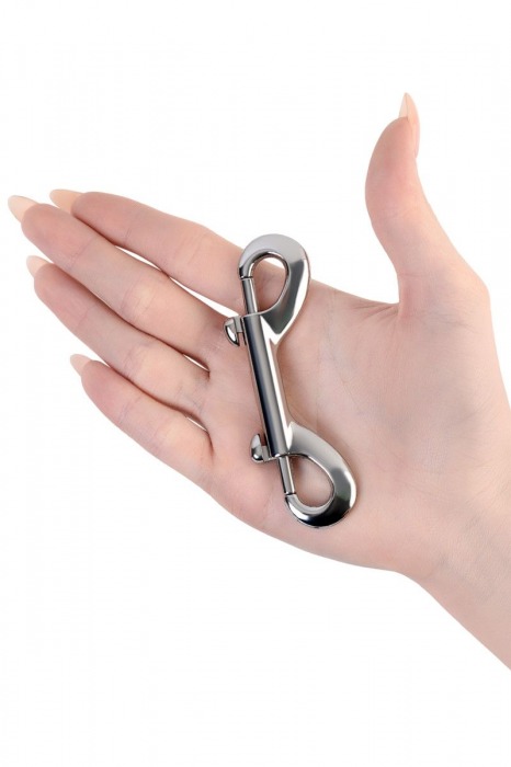 Серебристый двухсторонний карабин TOYFA Metal - ToyFa - купить с доставкой в Находке